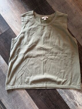 CJ Banks Sage Green Sleeveless Sweater Shell 1X Cotton Blend Knit